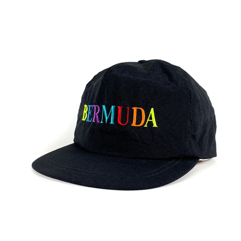 Vintage 90's Bermuda Rainbow Spellout Souvenir Tourist Black Nylon Hat