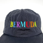 Vintage 90's Bermuda Rainbow Spellout Souvenir Tourist Black Nylon Hat