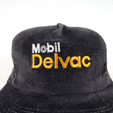 Vintage 80's Mobil Delvac Diesel Engine Oil Corduroy USA Made Hat