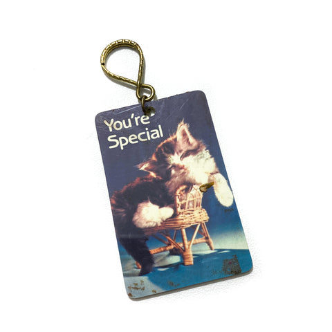 Vintage 1980 You're Special Cat Paula Key Ring
