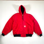 Vintage 2002 Carhartt Workwear Red Hooded Insulated J04RED Jacket