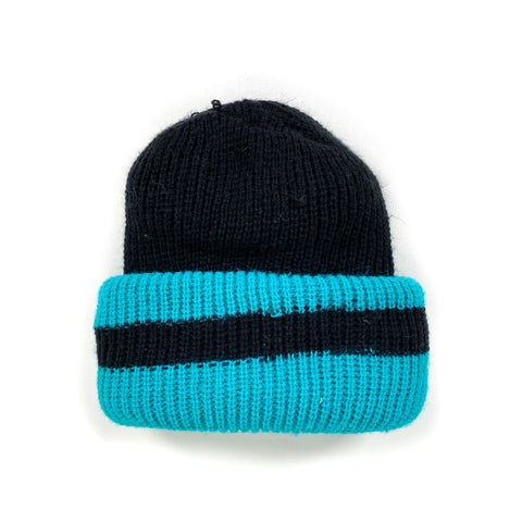 Vintage 90's Black and Teal Cuffed Heavy Beanie