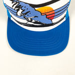 Vintage 80's Surfing Surfer Sunset Blue White Snapback Trucker Hat