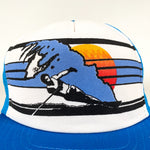 Vintage 80's Surfing Surfer Sunset Blue White Snapback Trucker Hat