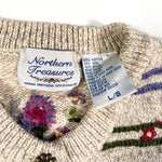 Vintage 80's Northern Treasures Flower Cardigan Sweater
