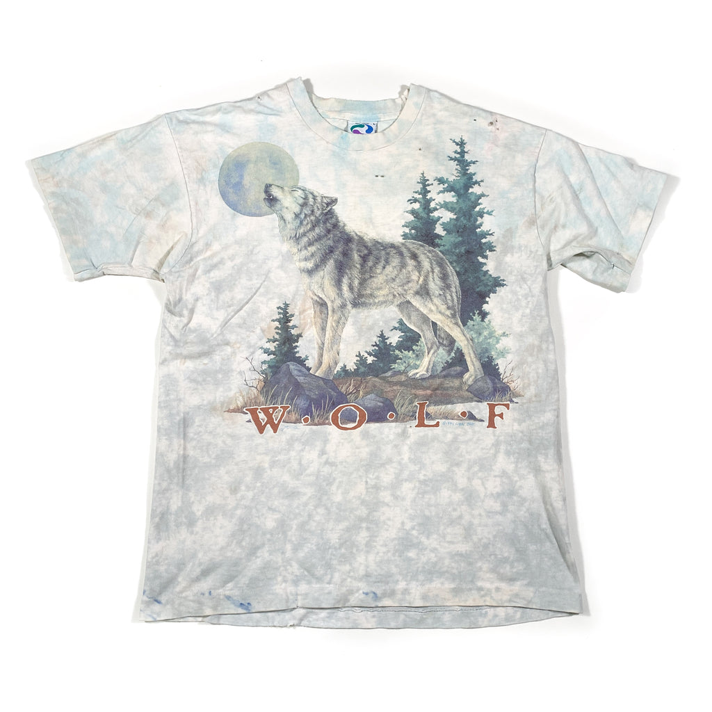 Vintage 1995 Wolf Liquid Blue Tie Dye T-Shirt – CobbleStore Vintage