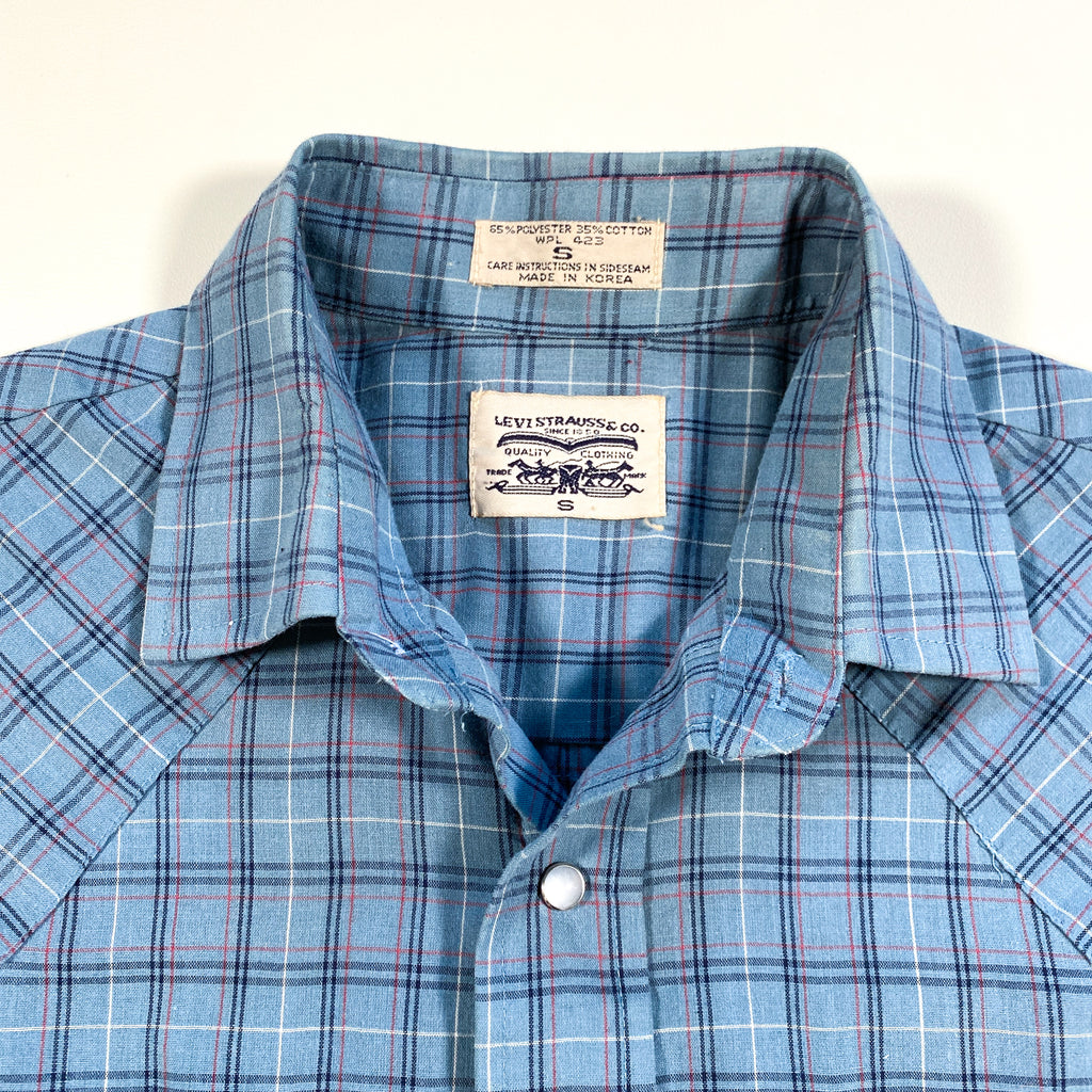 LEVI'S Vintage BIG E Mens Western Shirt Blue-Check with Pearl Snaps –  American Vintage Clothing Co.