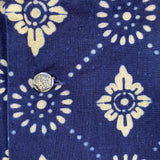Vintage 70's Kun Ming Chinese Indigo Pattern Blue Blouse Shirt