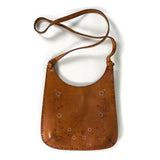 Vintage 80's El Portal Flat Brown Leather Tooled Purse