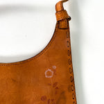 Vintage 80's El Portal Flat Brown Leather Tooled Purse