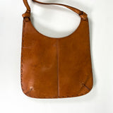 Vintage 80's El Portal Flat Brown Leather Tooled Purse