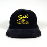 Vintage 90's Sali Cognac Salignac Courvoisier Black Corduroy Snapback Hat