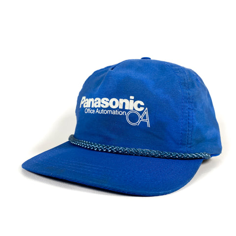 Vintage 80's Panasonic OA Office Automation Tech Blue Strapback Rope Hat