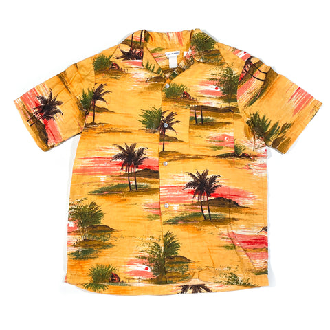 Vintage 80's Yellow Hawaiian Button Down Shirt