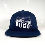 Vintage 1989 I Survived Hurricane Hugo Hat Blue Snapback Trucker Hat