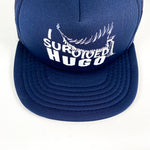 Vintage 1989 I Survived Hurricane Hugo Hat Blue Snapback Trucker Hat