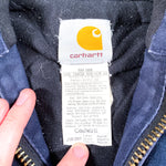 Vintage Y2K Carhartt J140 DNY Navy Blue Duck Hooded Quilted Jacket