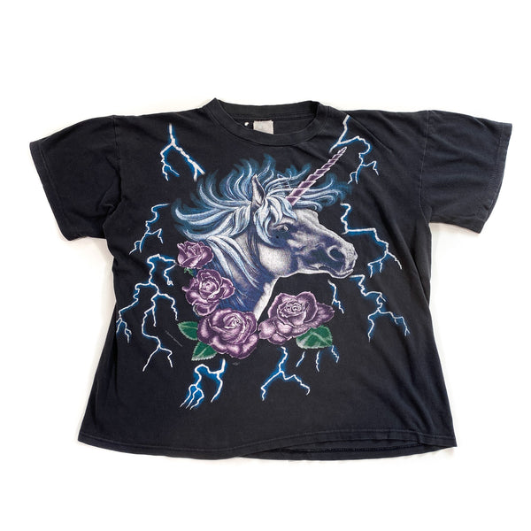 American Thunder】80s Unicorn Rose TシャツTakezo - Tシャツ