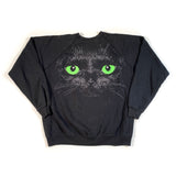 Vintage 80's Black Cat Face Crewneck Sweatshirt