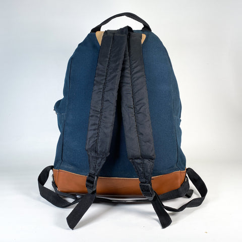 classic backpack with leather on bottom Vintage 90's Eastpak Leather Bottom Military Backpack – CobbleStore Vintage