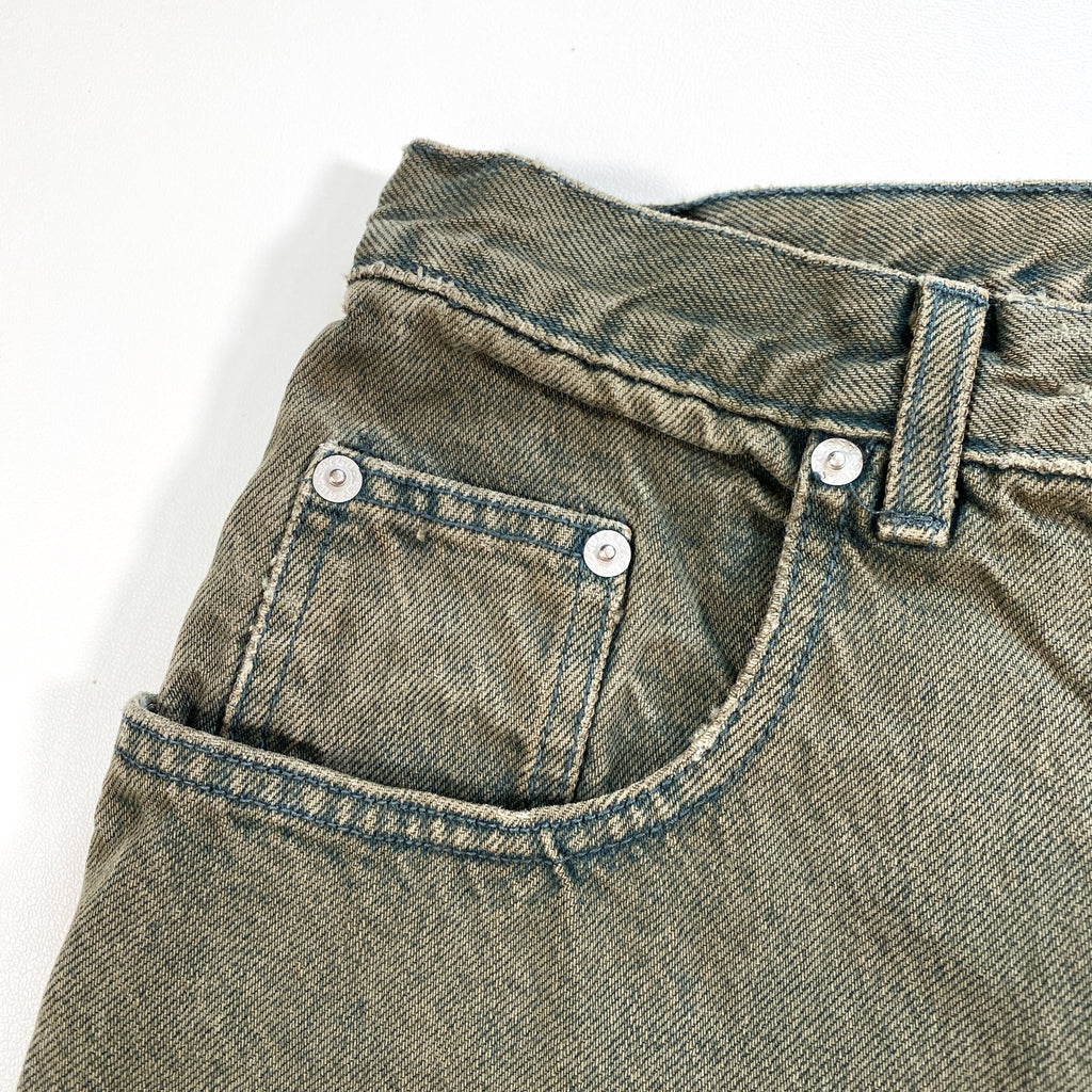 Vintage 90's Guess Jeans Jorts Olive Green Denim Size 30 Long