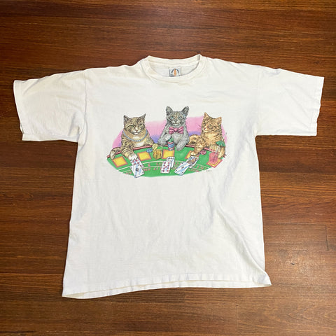 Vintage 90's Cats Playing Blackjack T-Shirt