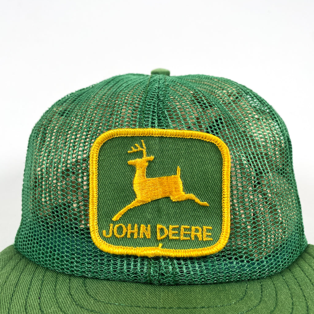 Vintage John Deere Denim Snapback Patch Trucker Hat White Eyelets  Louisville USA 