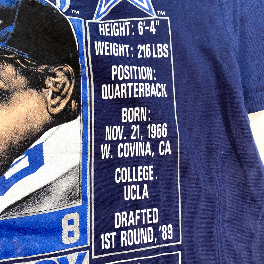 Vintage 90's Dallas Cowboys Troy Aikman Nutmeg NFL Football T-Shirt –  CobbleStore Vintage