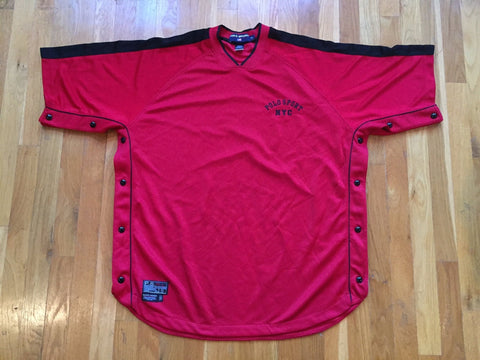 Vintage 90's Polo Sport Ralph Lauren NYC Button Sides Activewear Short Sleeve Shirt Jersey