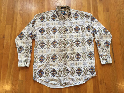 Vintage 90's Chaps Ralph Lauren Navajo Button Down Western Shirt