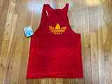 Vintage 80's adidas Trefoil Puff Print Deadstock Red Tank Top