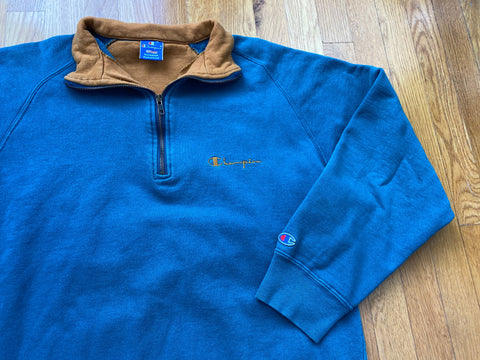 Vintage 90's Champion Blue Quarter Zip Sweatshirt
