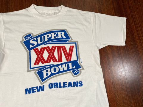 Vintage 1990 Super Bowl XXIV New Orleans 49ers Broncos T-Shirt