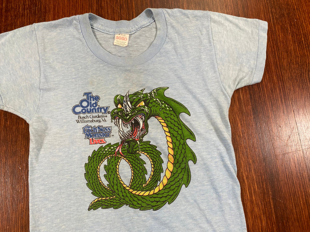 Vintage 70's Busch Gardens Loch Ness Roller Coaster Shirt