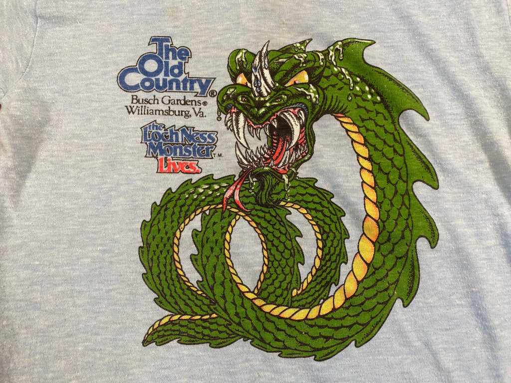 Vintage 70's Busch Gardens Loch Ness Roller Coaster Shirt