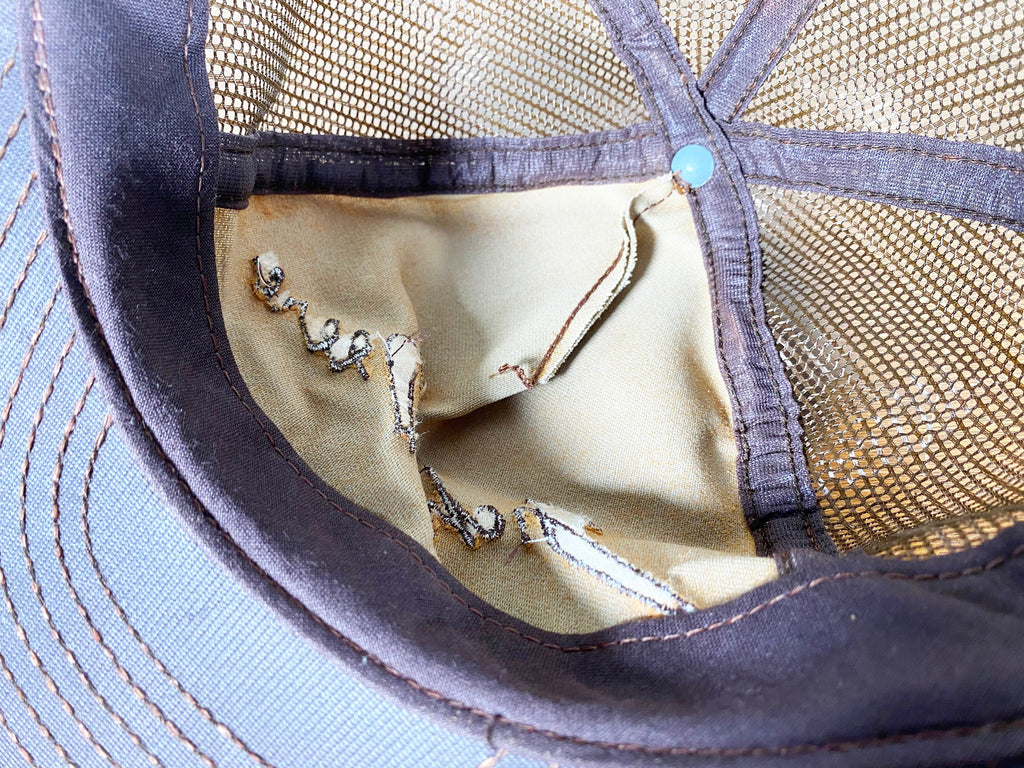 Vintage Louisville Mfg. John Deere Denim Trucker Hat Snapback Leather Patch