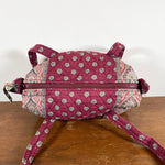 Vintage 80's Quilted Purse Red Floral Zip Long Straps Bag