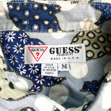 Vintage 90's Guess Brand Fish Pattern Button Short Sleeve Down Shirt