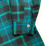Vintage 90's Pendleton Loop Collar Green Plaid Wool Flannel Shirt - CobbleStore Vintage