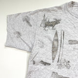Vintage 90's Camping All Over Print Camper Canoe T-Shirt
