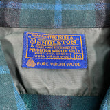 Vintage 90's Pendleton Loop Collar Green Plaid Wool Flannel Shirt - CobbleStore Vintage