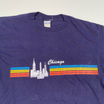 Vintage 80's Chicago Illinois Souvenir Rainbow Stripe T-Shirt