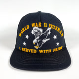 Vintage 80's WWII Veteran Eagle Puff Print Made in USA Trucker Hat - CobbleStore Vintage