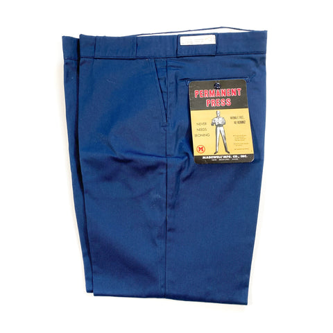 Vintage 70's Madewell Mfg Permanent Press Blue Deadstock Work Pants - CobbleStore Vintage
