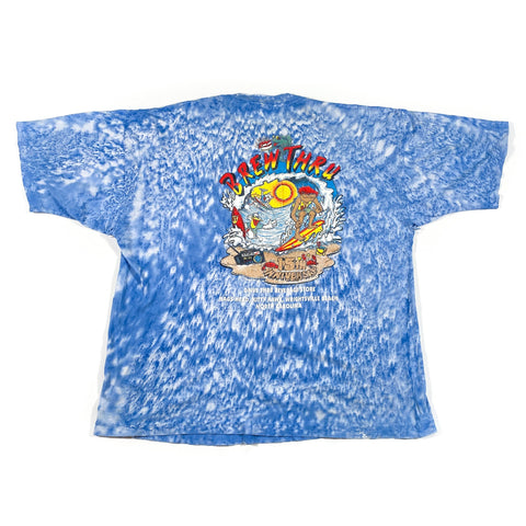 Vintage 1992 Brew Thru Beverage Store Surf Tie Dye T-Shirt