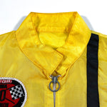 Vintage 70's Yellow Racing Patched Striped Windbreaker Jacket - CobbleStore Vintage