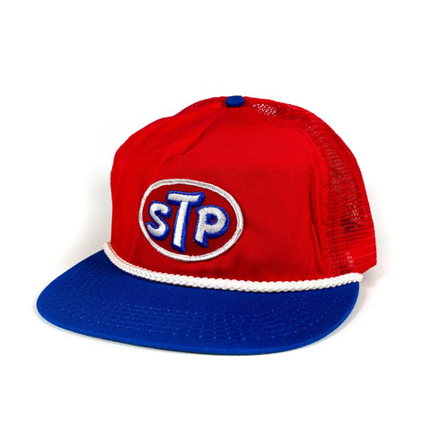 Vintage 80's STP Patch Made in USA Pinwheel Trucker Hat - CobbleStore Vintage