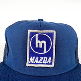 Vintage 90's Mazda Logo Car Navy Blue Snapback Made in USA Trucker Hat