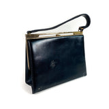 Vintage 70's Duchess Handbag Black Leather Accordion Purse