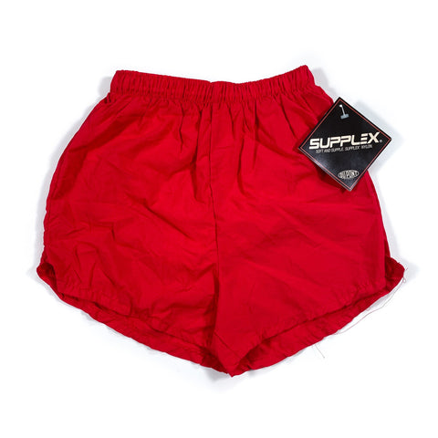 Vintage 80's Supplex Dupont Red Plain Minimal Swim Trunks